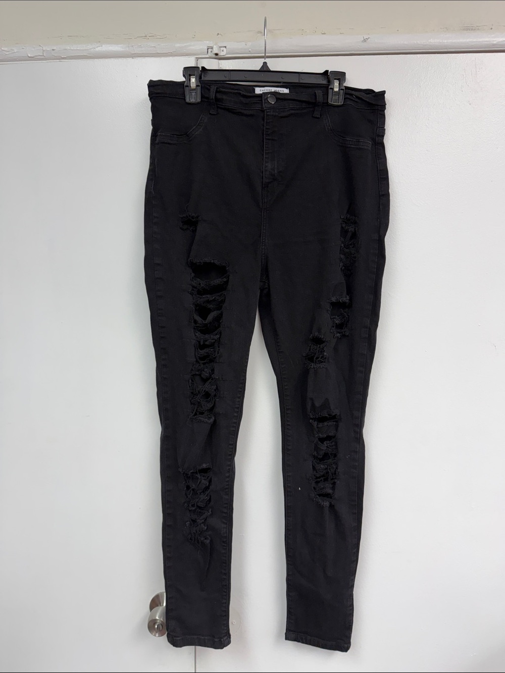 Encore Jeans Plus Size Black Distressed High-Rise Women’s Jeans size 3XL